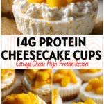 Creamy Cottage Cheese Mango Cheesecake Cups topped with golden mango slices for a Healthy Mango Dessert